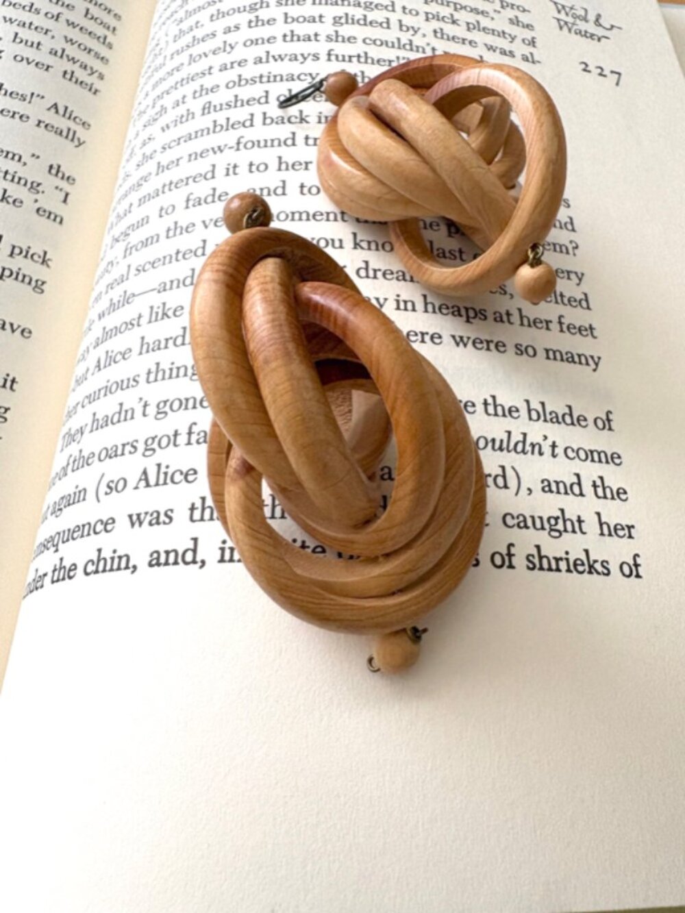 4/$29 Wooden Earrings knotted circles